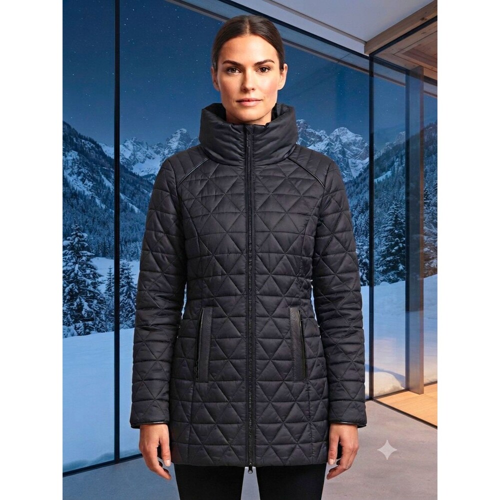 Marc New York Andrew Marc Quilted Black Full Zip Jacket With Pockets
